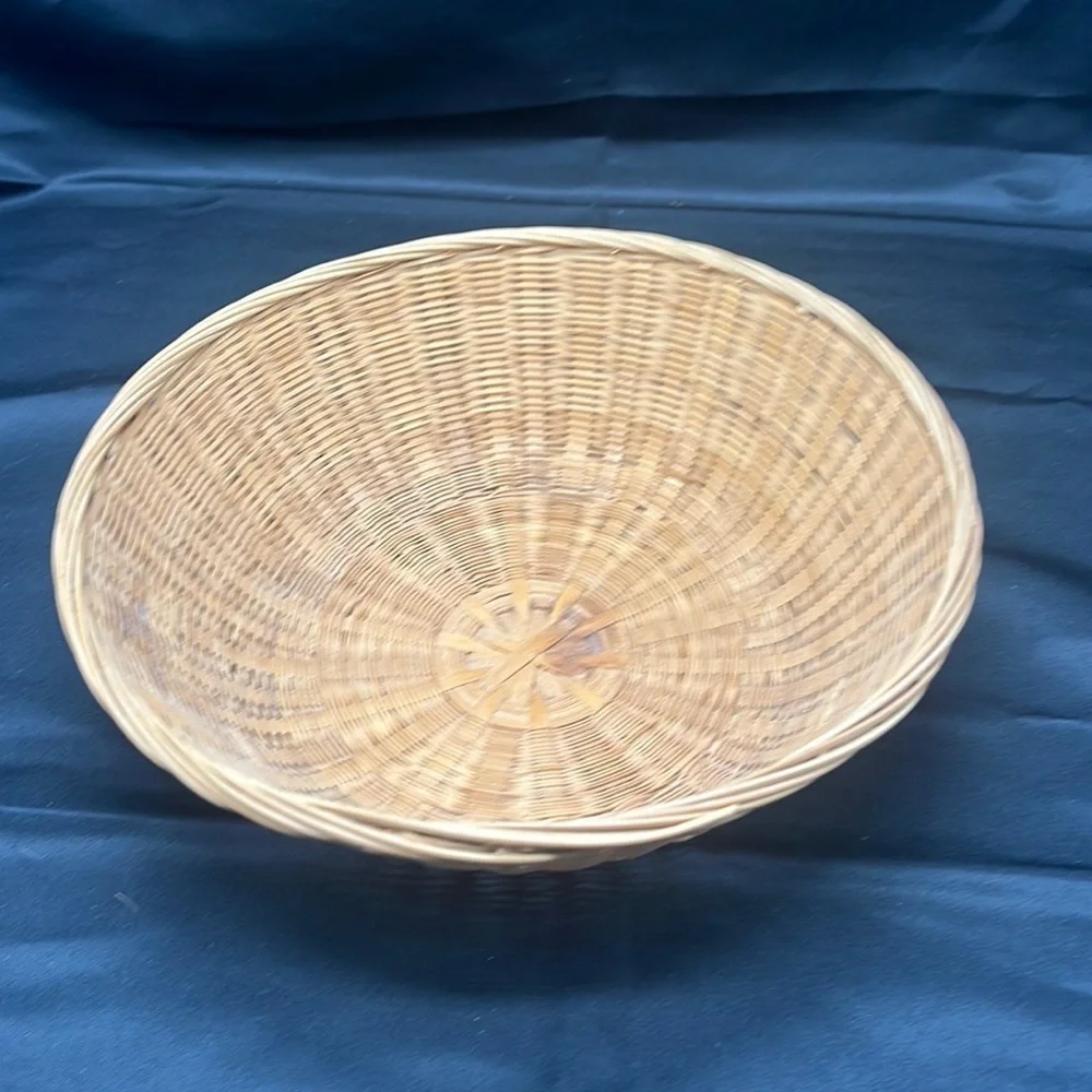Vintage Woven Round Sweetgrass Baskets 9” x 3”